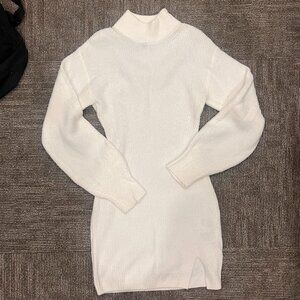 Divided White Bishop Sleeve Midi Sweater Dress